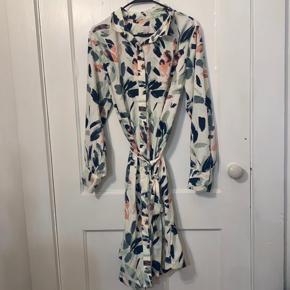 A New Day Long Sleeve Watercolor Floral Dress XL